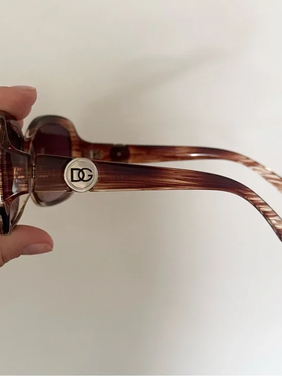 Dolce & Gabbana DG Oversized Square Sunglasses Brown Tortoise Logo Women’s Italy - Picture 5 of 11